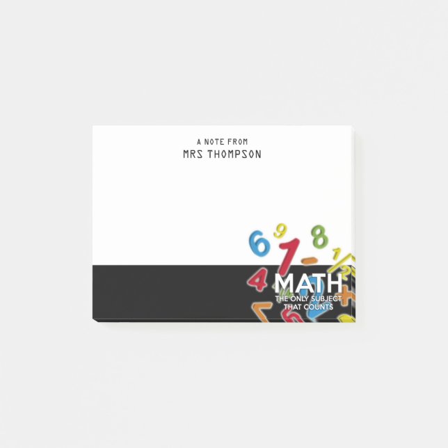 Personalized Math The Only Subject Fun Modern Post-it Notes (Front)