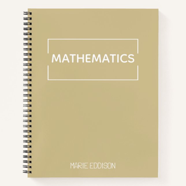 Personalized Mathematics Simple Cute Beige Notebook (Front)