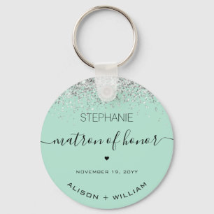 Personalized Matron of Honour Glitter confetti Keychain