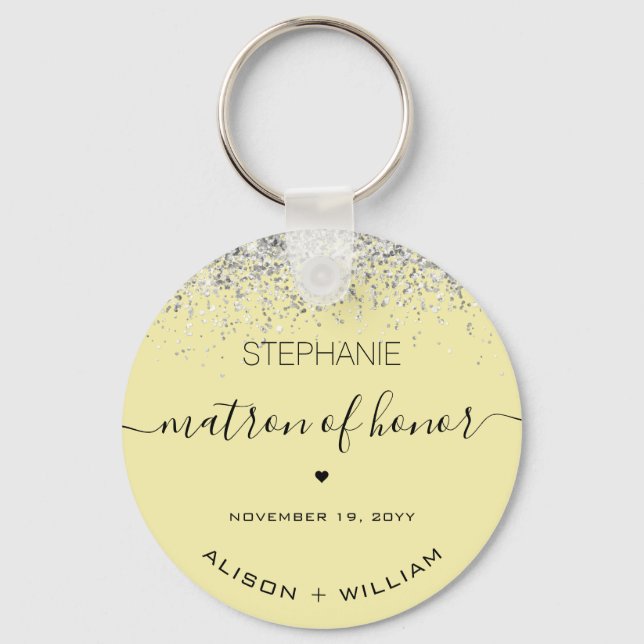 Personalized Matron of Honour Glitter confetti Keychain (Front)