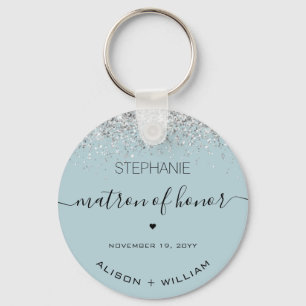 Personalized Matron of Honour Glitter confetti Keychain