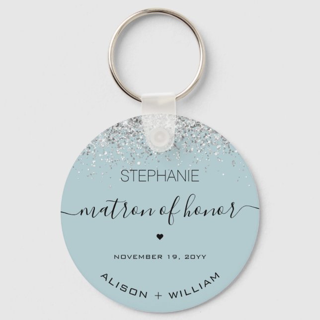 Personalized Matron of Honour Glitter confetti Keychain (Front)