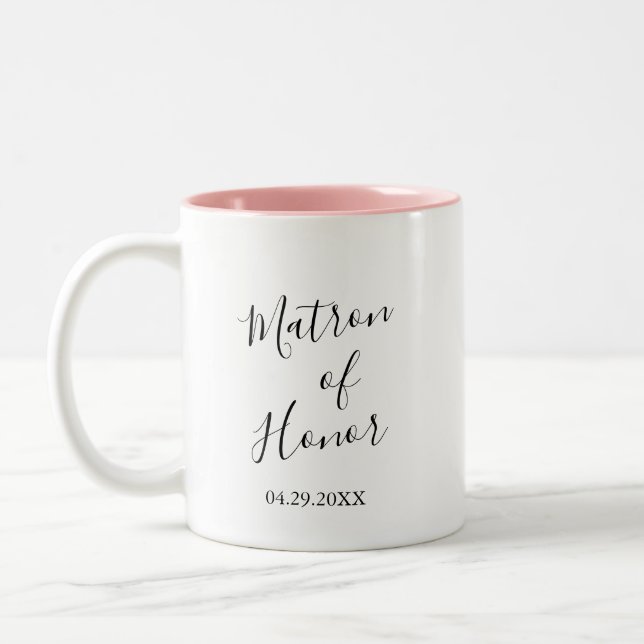 Personalized Matron of Honour Two-Tone Coffee Mug (Left)