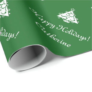 Personalized matte green Christmas wrapping paper