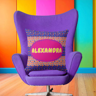Personalized Maximalist Colourful Hearts Decora  Throw Pillow