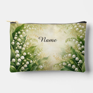 Personalized May Birth Flower Lily of the Valley Accessory Pouch