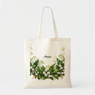 Personalized May Birth Flower Lily of the Valley Tote Bag