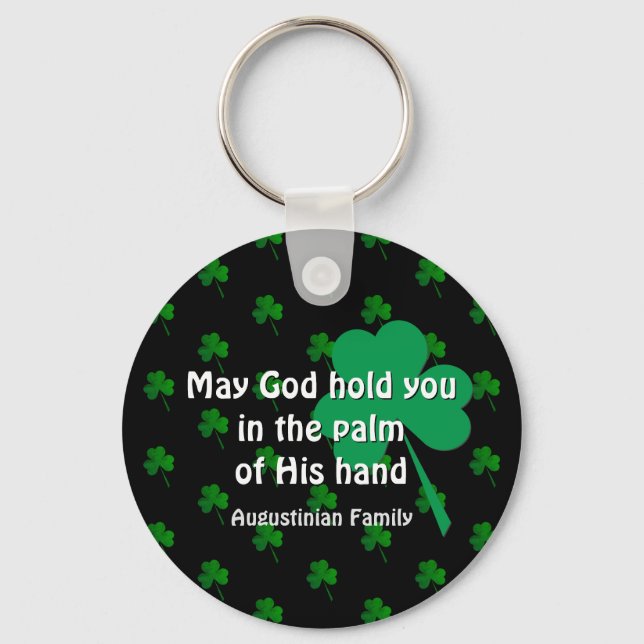 Personalized MAY GOD HOLD YOU St Patricks Day Keychain (Front)