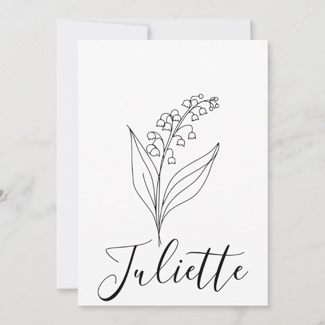 Personalized May Lily of the Valley Birth Flower  Invitation (Front)