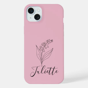 Personalized May Lily of the Valley Birth Flower iPhone 15 Plus Case