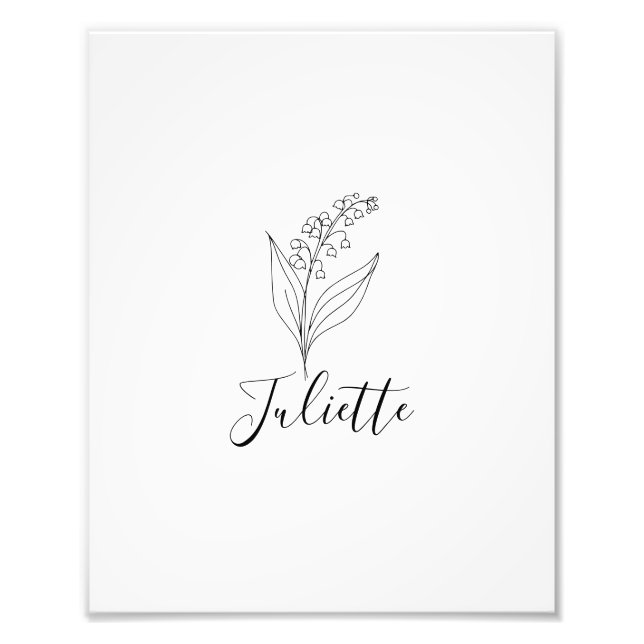 Personalized May Lily of the Valley Birth Flower  Photo Print (Front)