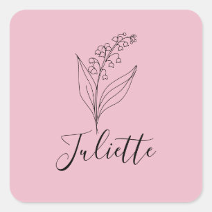 Personalized May Lily of the Valley Birth Flower  Square Sticker