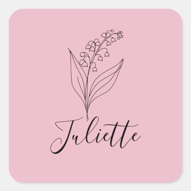 Personalized May Lily of the Valley Birth Flower  Square Sticker (Front)