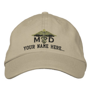 Personalized MD Your Text Medical Caduceus Embroidered Hat