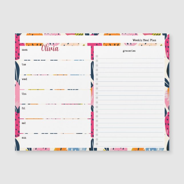 Personalized Meal Planner with Fruit Pattern (Front)