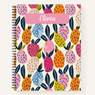 Personalized Meal Planner with Fruit Pattern Notebook