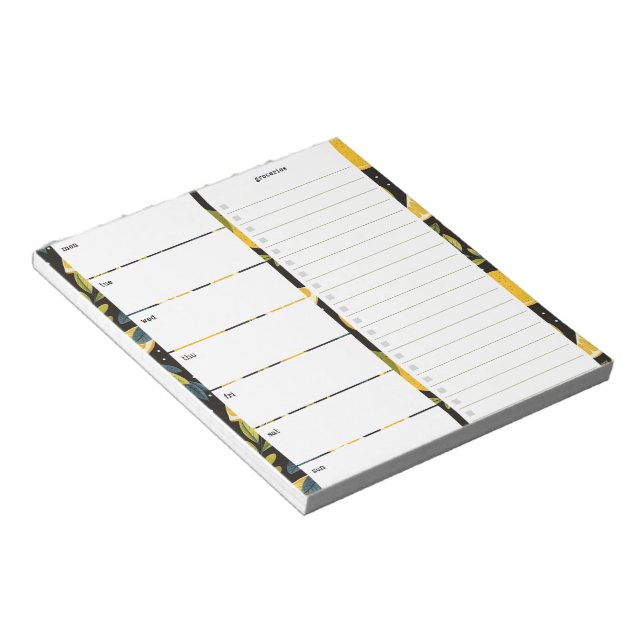 Personalized Meal Planner with Fruit Pattern Notepad (Angled)
