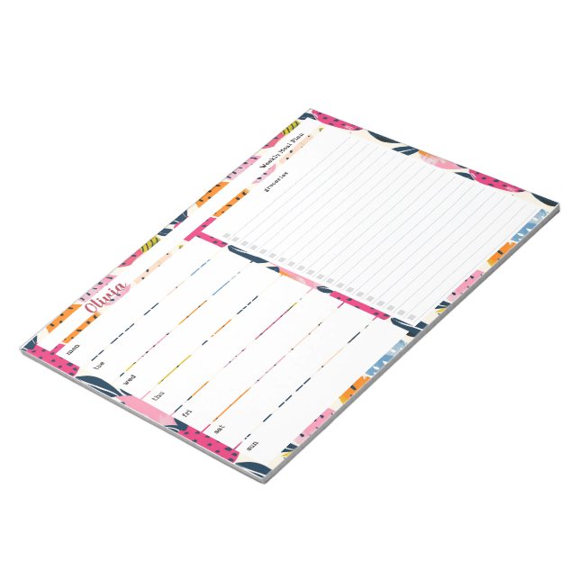 Personalized Meal Planner with Fruit Pattern Notepad (Angled)
