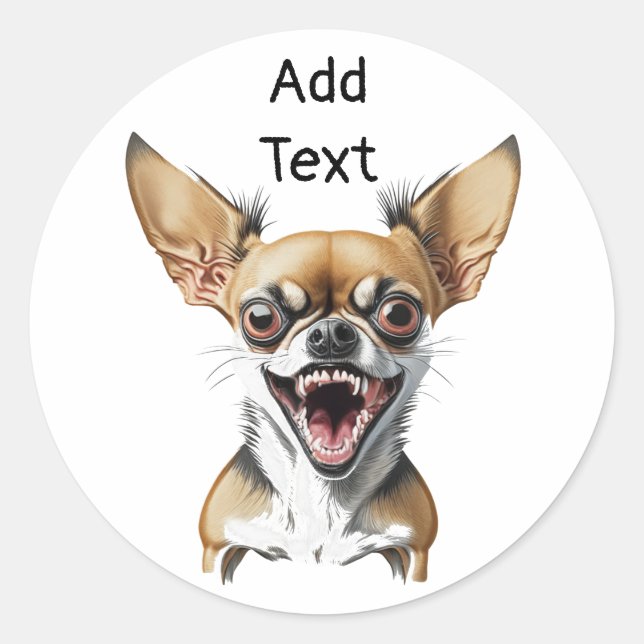 Personalized Mean Chihuahua | Funny Dogs Classic Round Sticker (Front)