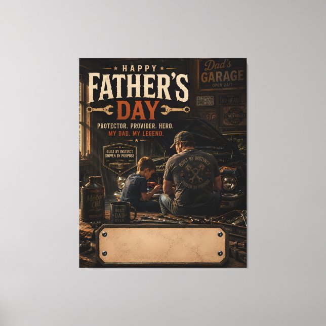 Personalized Mechanic Dad Canvas Wall Art (Front)