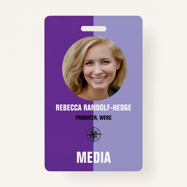 Personalized Media ID Badge / Photo, Name & Title (Front)