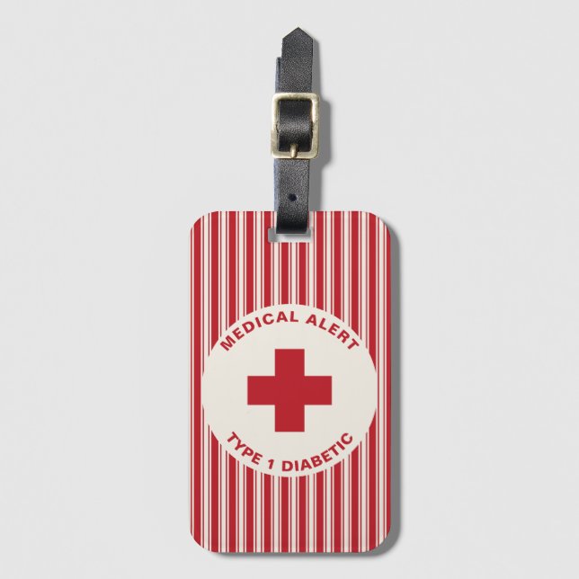 Personalized Medical Alert Diabetic Gift Diabetes Luggage Tag (Front Vertical)
