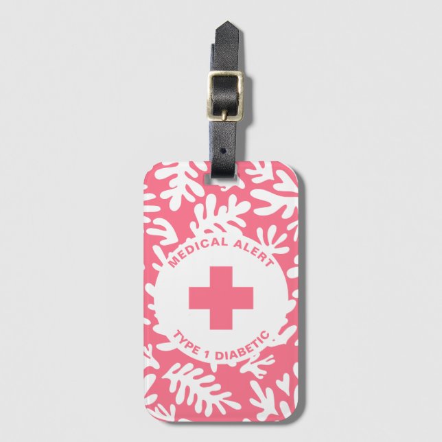 Personalized Medical Alert Diabetic Gift Diabetes Luggage Tag (Front Vertical)