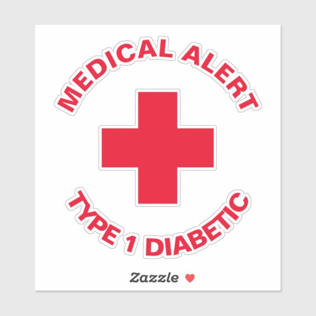 Personalized Medical Alert  Diabetic Red  (Sheet)