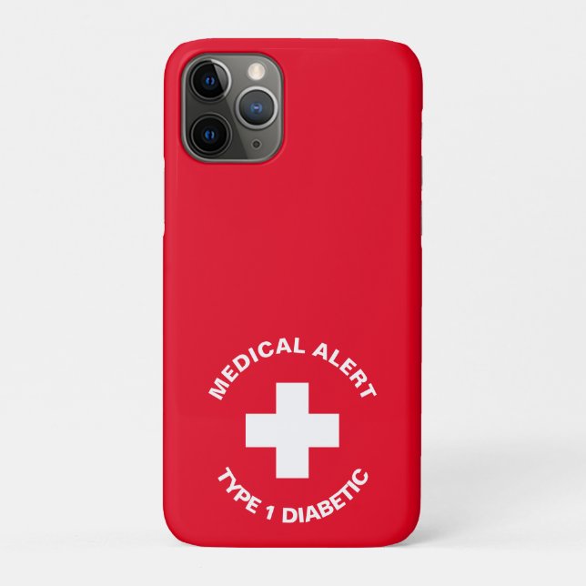 Personalized Medical Alert  Diabetic Red  Case-Mate iPhone Case (Back)