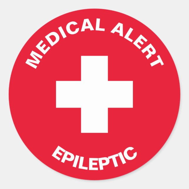 Personalized Medical Alert Epileptic Red Classic R Classic Round Sticker (Front)