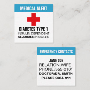 personalized Medical Alert ID Card