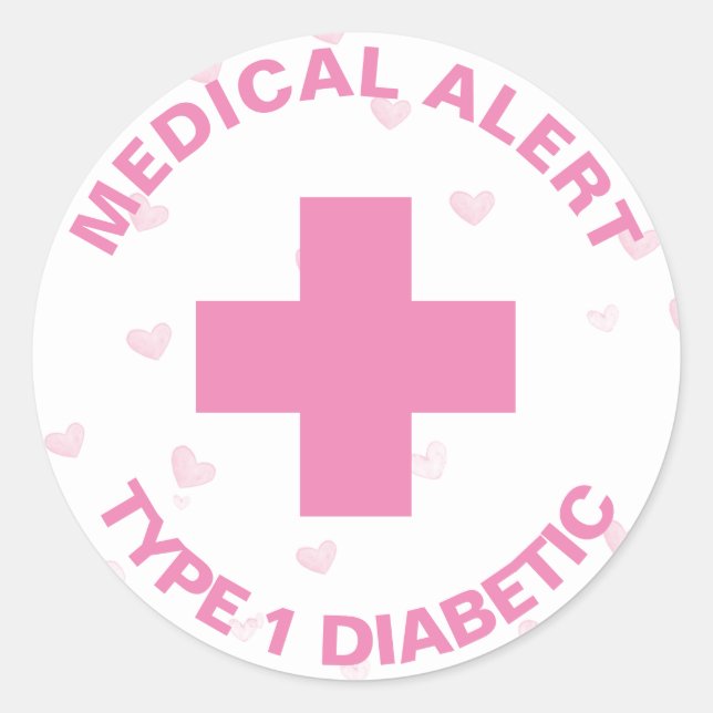 Personalized Medical Alert Insulin Diabetic Cute Classic Round Sticker (Front)