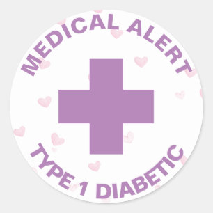 Personalized Medical Alert Insulin Diabetic Cute Classic Round Sticker