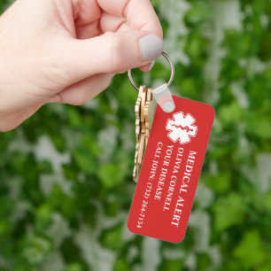 Personalized Medical Alert Medical Information ID Keychain