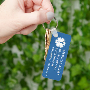 Personalized Medical Alert Medical Information ID Keychain