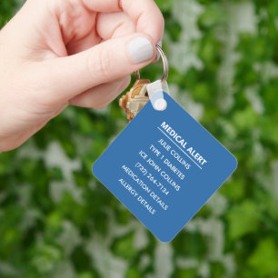 Personalized Medical Alert Medical Information ID Keychain