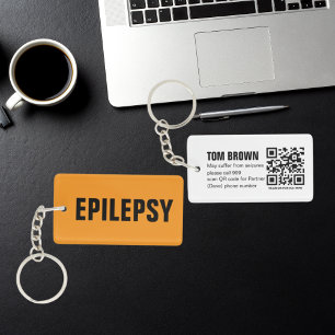 Personalized Medical Alert Tag Epilepsy Emergency Keychain