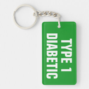 Personalized Medical Alert Tag TYPE 1 DIABETIC Keychain
