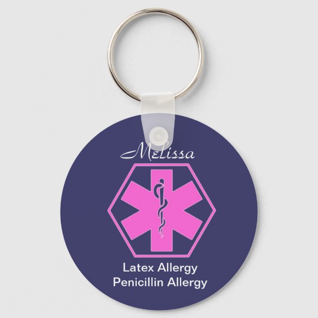 Personalized Medical allergy alert keychains (Front)