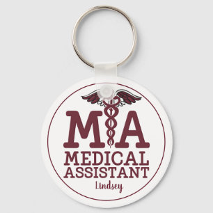 Personalized Medical Assistant Burgundy Keychain
