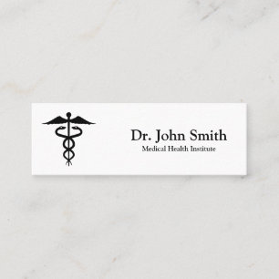 Personalized Medical Caduceus Black Mini Business Card