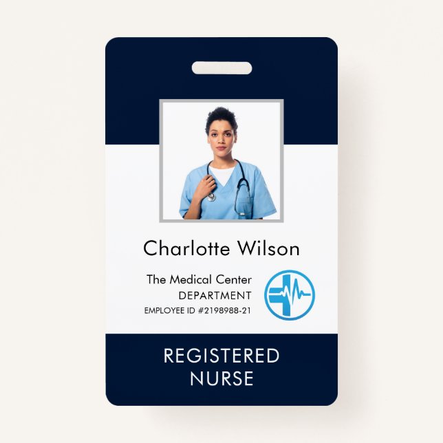 Personalized Medical Centre Logo Employee Photo ID Badge (Front)