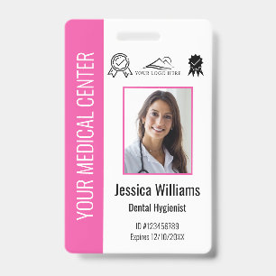 Personalized Medical Certified Employee Pink ID Badge