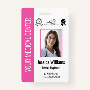 Personalized Medical Certified Employee Pink ID Badge