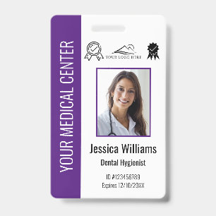 Personalized Medical Certified Employee Purple ID Badge