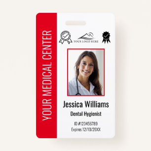 Personalized Medical Certified Employee Red ID Badge