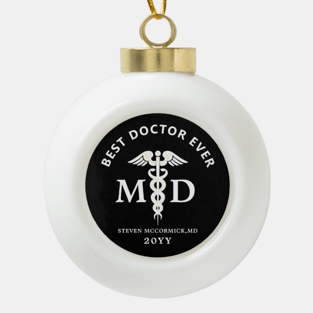 Personalized Medical Doctor Professional Christmas Ceramic Ball Christmas Ornament (Front)