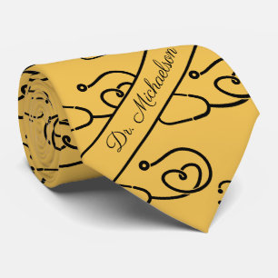 Personalized Medical Doctor Stethoscope Pattern Tie