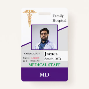 Personalized Medical Employee ID Badge + Barcode