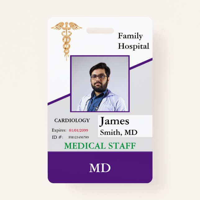 Personalized Medical Employee ID Badge + Barcode (Front)